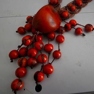 Costume jewelry. NECKLACE SEEDS handmade rich brown/red color. Adjustable.